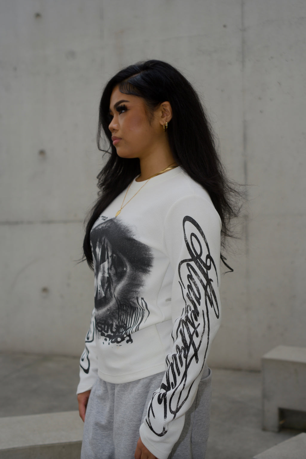 "Fallen Star" Thermal Long Sleeve White