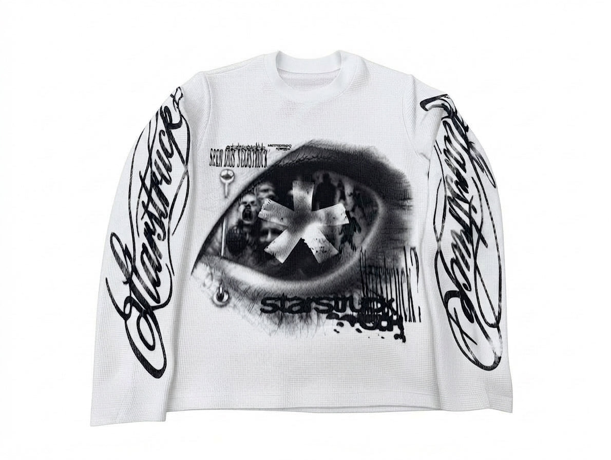 "Fallen Star" Thermal Long Sleeve White